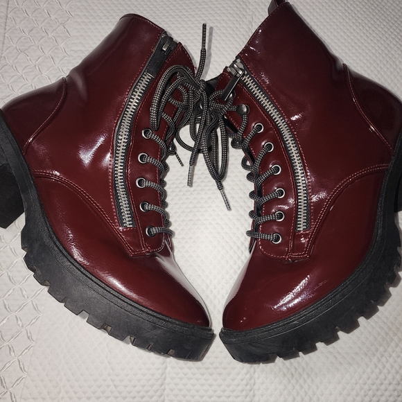 Forever 21 Burgundy Lace-Up Boots - Picture 6 of 9
